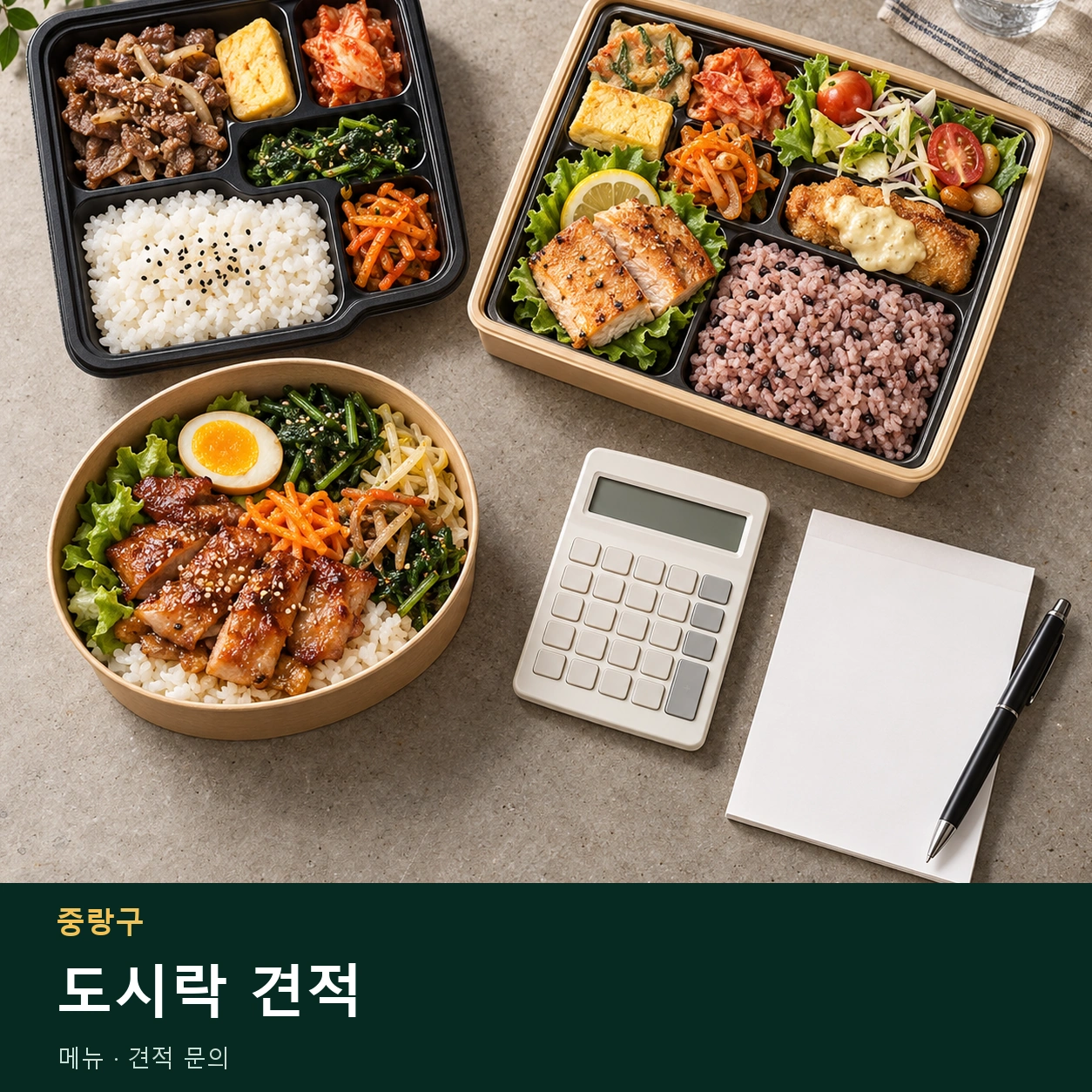 중랑구 도시락 견적 메뉴와 주문 목적 안내 이미지