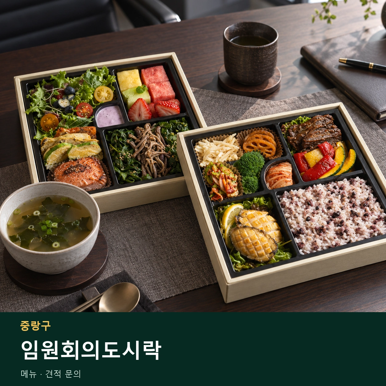 중랑구 임원회의도시락 메뉴와 주문 목적 안내 이미지