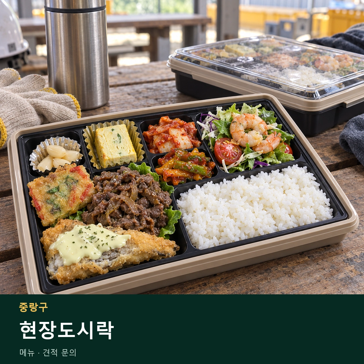 중랑구 현장도시락 메뉴와 주문 목적 안내 이미지