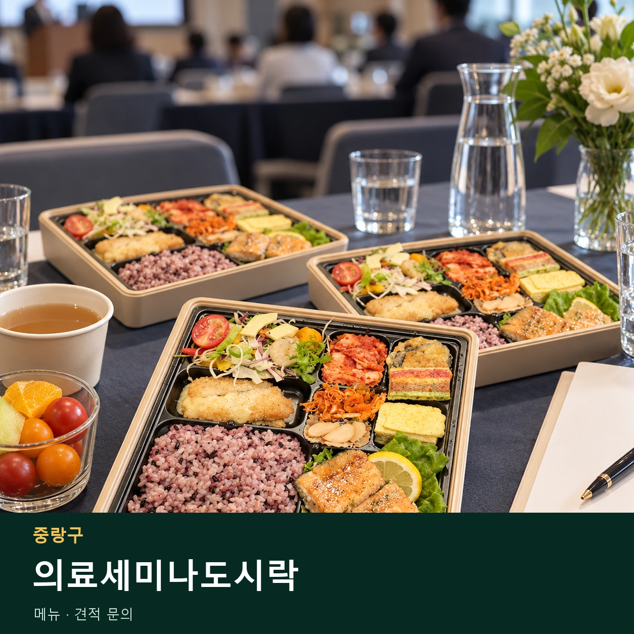 중랑구 의료세미나도시락 메뉴와 주문 목적 안내 이미지