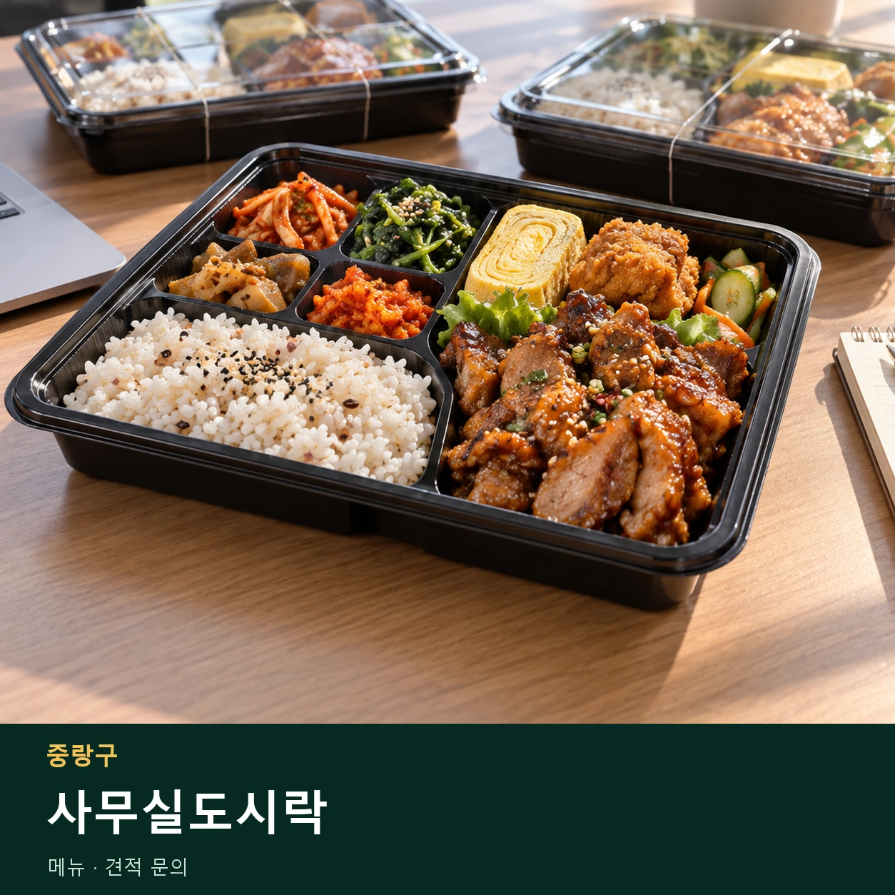중랑구 사무실도시락 메뉴와 주문 목적 안내 이미지