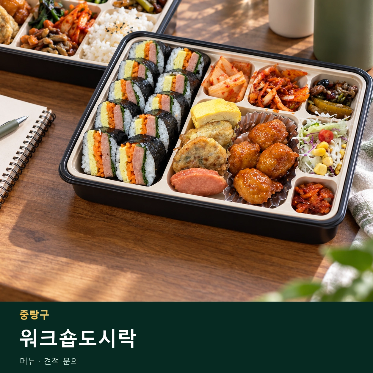 중랑구 워크숍도시락 메뉴와 주문 목적 안내 이미지